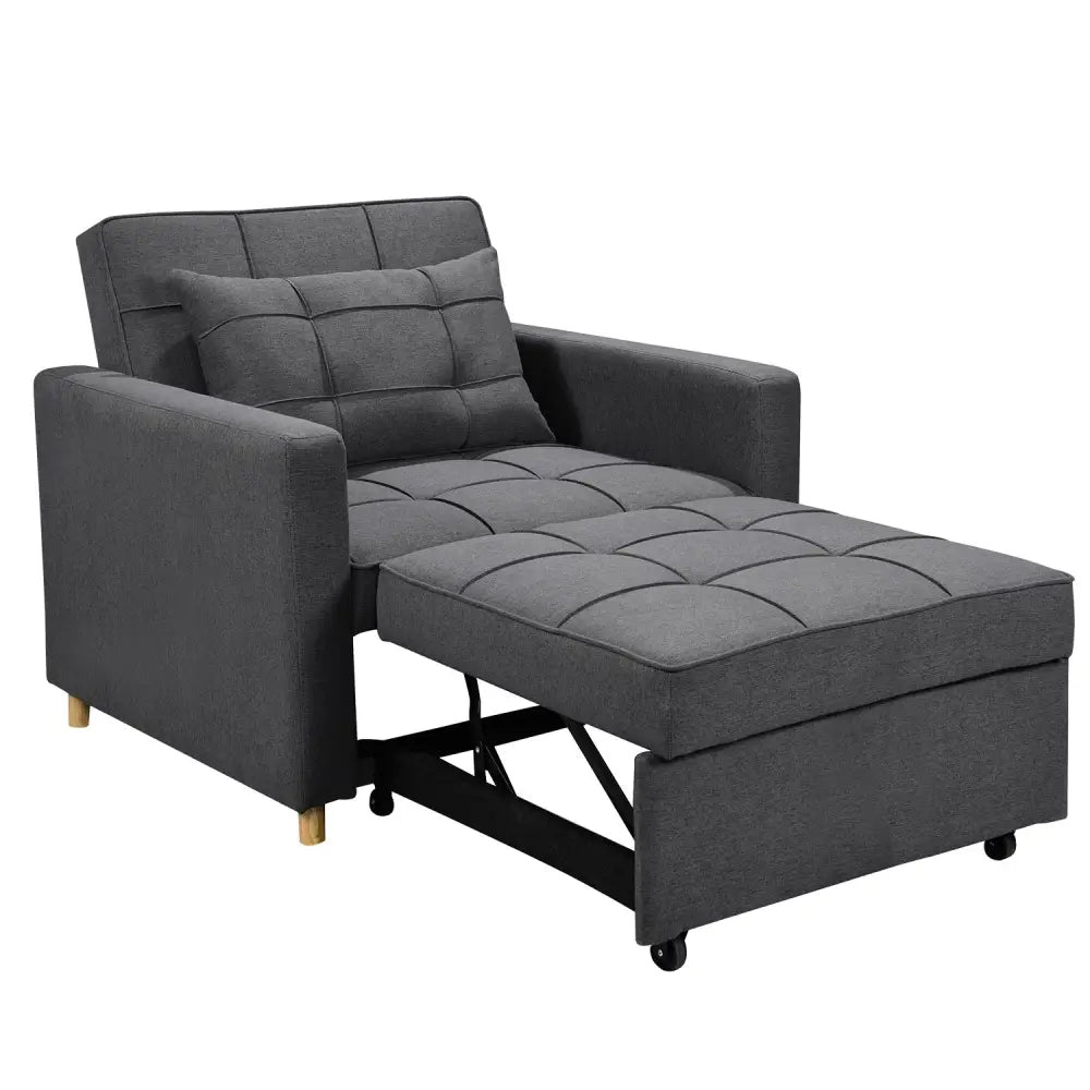 Sarantino Suri 3-in-1 Convertible Lounge Chair Bed - Dark Grey - Furniture > Sofas