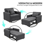 Sarantino Suri 3-in-1 Convertible Lounge Chair Bed - Dark Grey - Furniture > Sofas