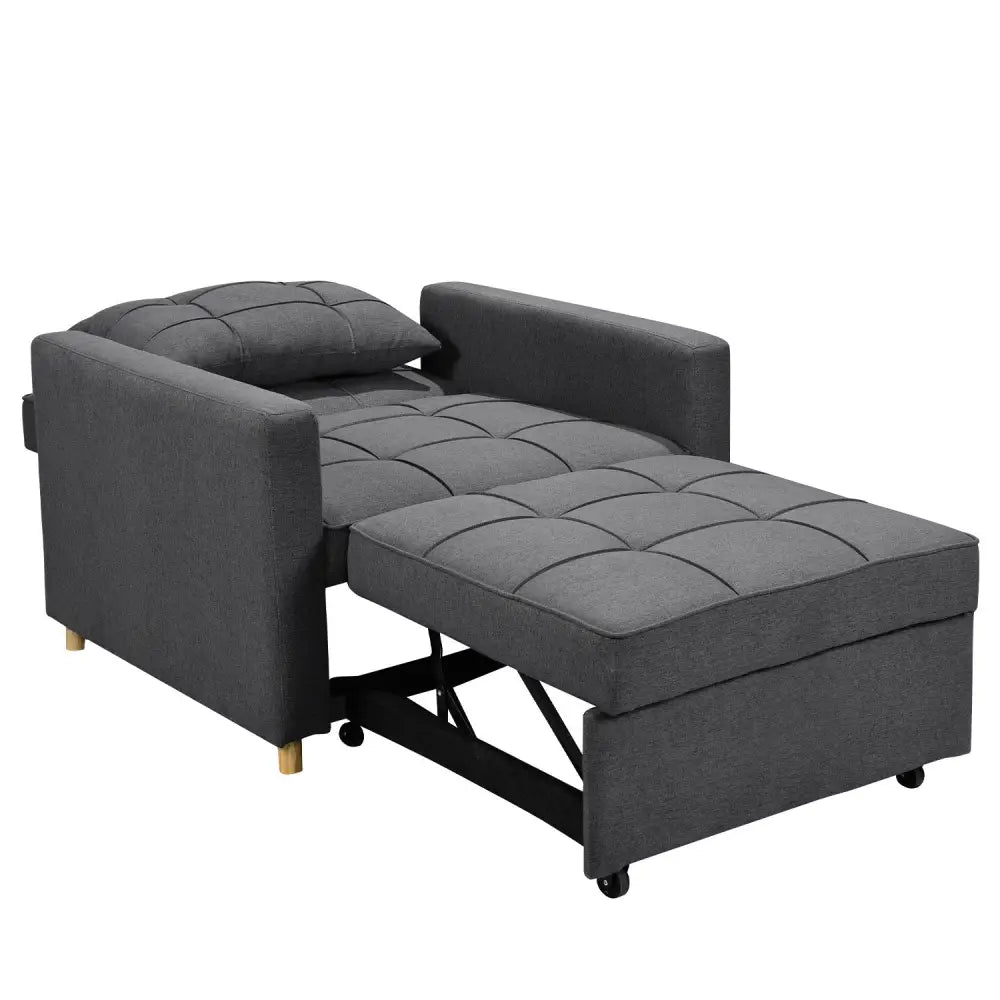 Sarantino Suri 3-in-1 Convertible Lounge Chair Bed - Dark Grey - Furniture > Sofas