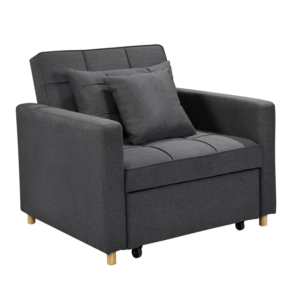 Sarantino Suri 3-in-1 Convertible Lounge Chair Bed - Dark Grey - Furniture > Sofas