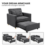 Sarantino Suri 3-in-1 Convertible Lounge Chair Bed - Dark Grey - Furniture > Sofas