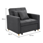 Sarantino Suri 3-in-1 Convertible Lounge Chair Bed - Dark Grey - Furniture > Sofas