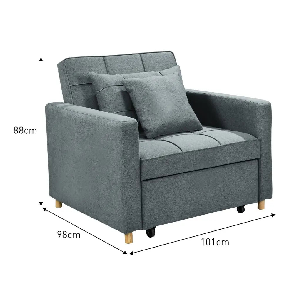 Sarantino Suri 3-in-1 Convertible Sofa Chair Bed - Airforce Blue - Furniture > Sofas