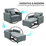 Sarantino Suri 3-in-1 Convertible Sofa Chair Bed - Airforce Blue - Furniture > Sofas