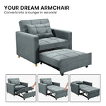 Sarantino Suri 3-in-1 Convertible Sofa Chair Bed - Airforce Blue - Furniture > Sofas