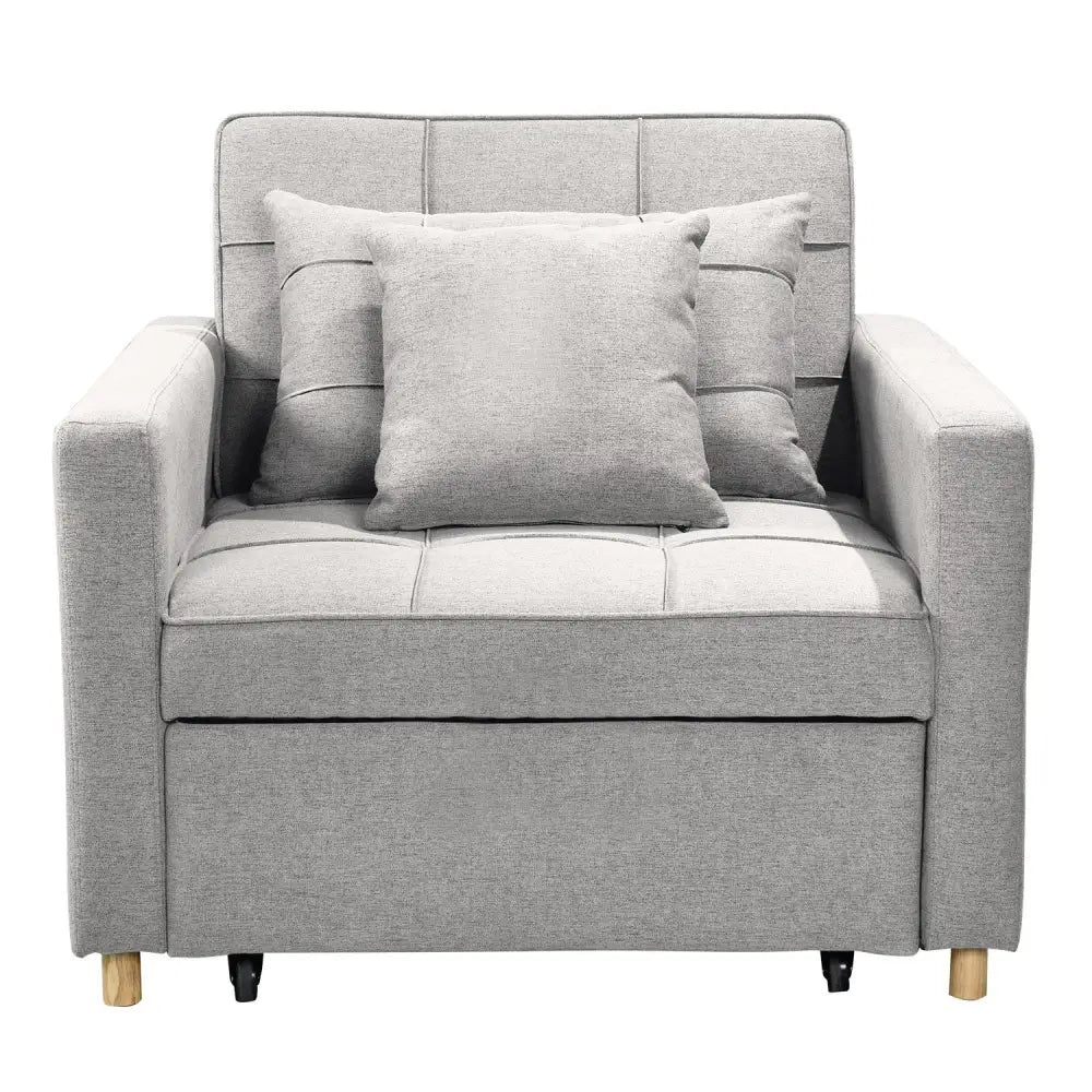 Sarantino Suri 3-in-1 Convertible Sofa Chair Bed Lounger - Light Grey - Furniture > Sofas