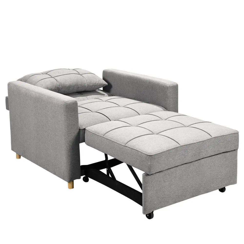 Sarantino Suri 3-in-1 Convertible Sofa Chair Bed Lounger - Light Grey - Furniture > Sofas