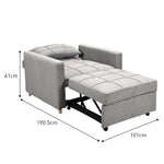 Sarantino Suri 3-in-1 Convertible Sofa Chair Bed Lounger - Light Grey - Furniture > Sofas