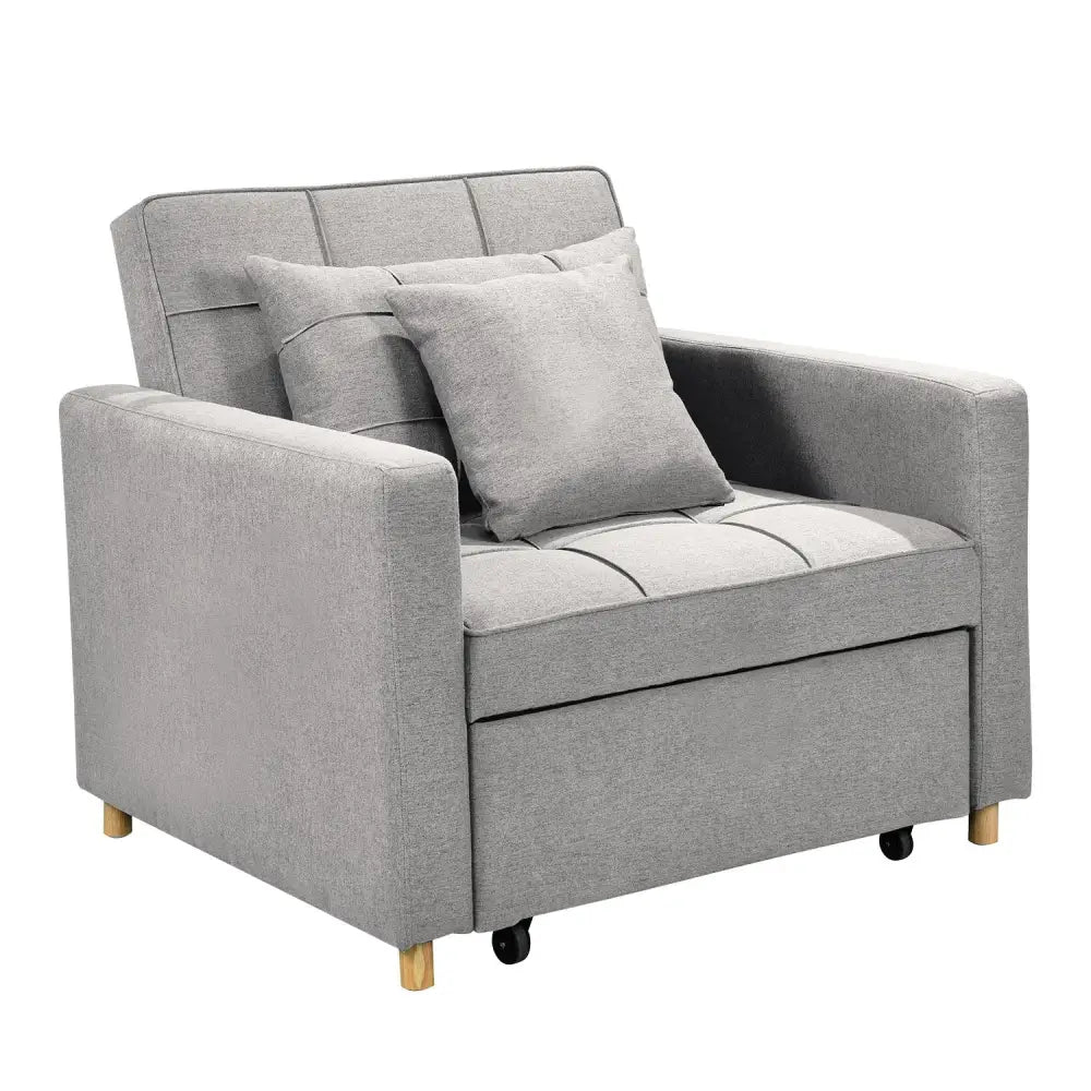 Sarantino Suri 3-in-1 Convertible Sofa Chair Bed Lounger - Light Grey - Furniture > Sofas