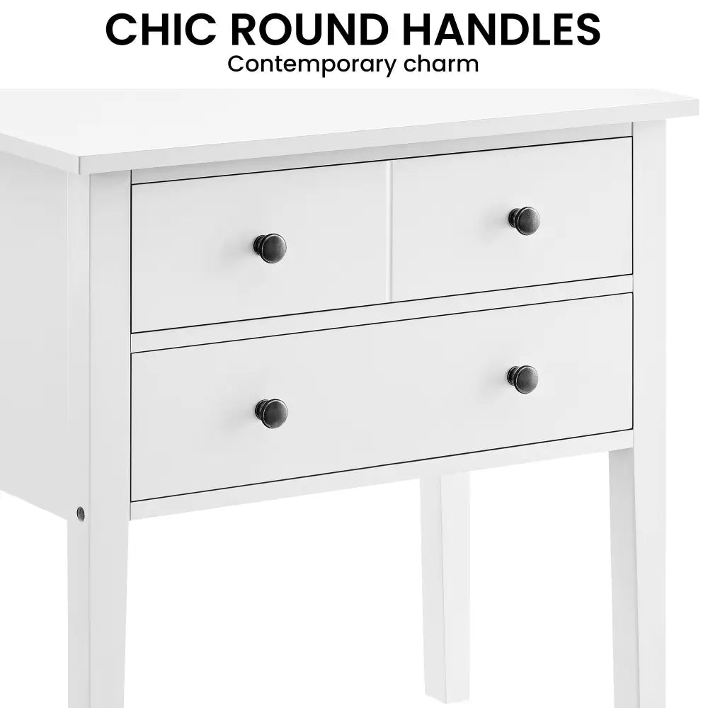 Sarantino Sven Bedside Table Night Stand - White - Furniture > Bedroom
