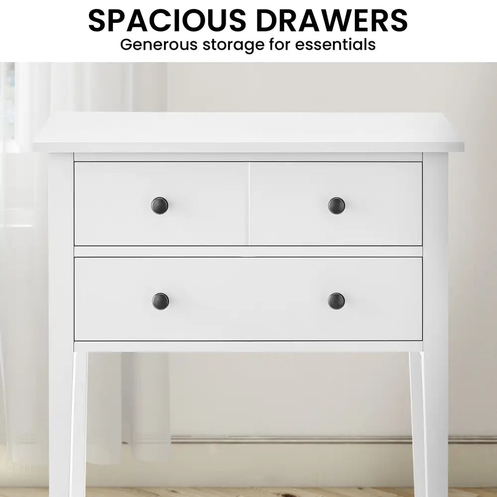 Sarantino Sven Bedside Table Night Stand - White - Furniture > Bedroom