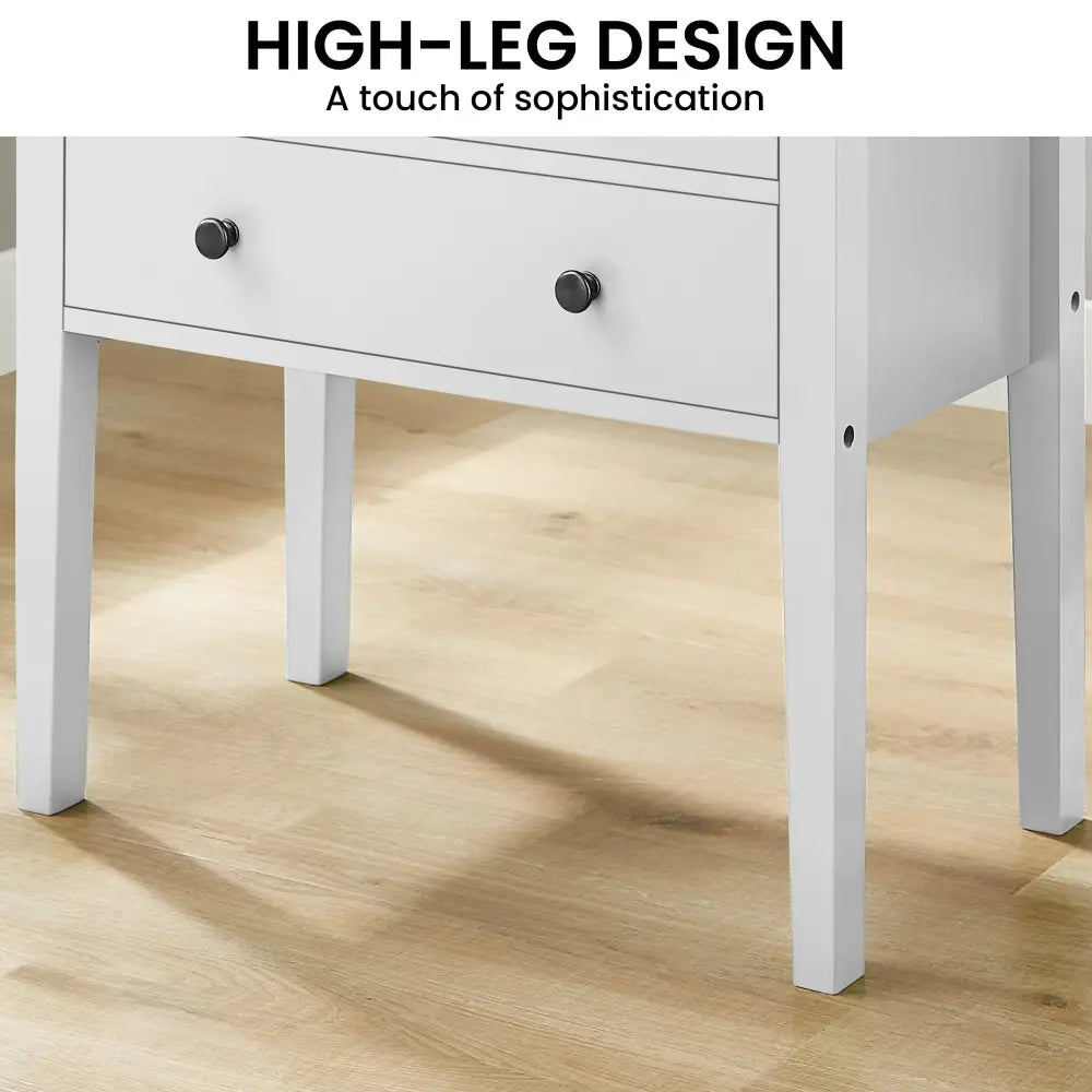 Sarantino Sven Bedside Table Night Stand - White - Furniture > Bedroom