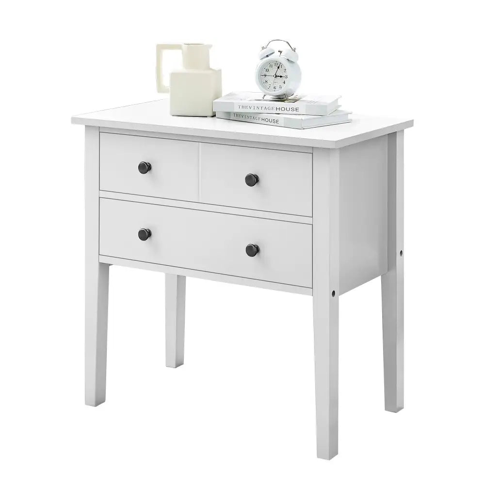 Sarantino Sven Bedside Table Night Stand - White - Furniture > Bedroom
