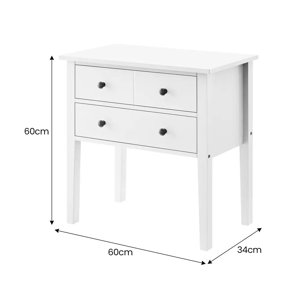 Sarantino Sven Bedside Table Night Stand - White - Furniture > Bedroom