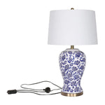 Sarantino Table Lamp Ceramic Floral Base Cotton Drum Shade - Home & Garden > Lighting