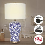 Sarantino Table Lamp Ceramic Floral Base Cotton Drum Shade - Home & Garden > Lighting