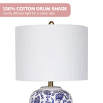 Sarantino Table Lamp Ceramic Floral Base Cotton Drum Shade - Home & Garden > Lighting