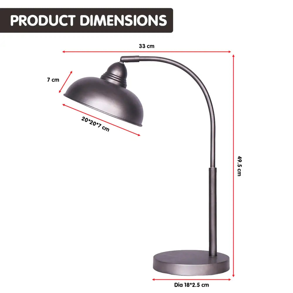 Sarantino Table Lamp Industrial Chic Adjustable Angle - Dark Grey - Home & Garden > Lighting