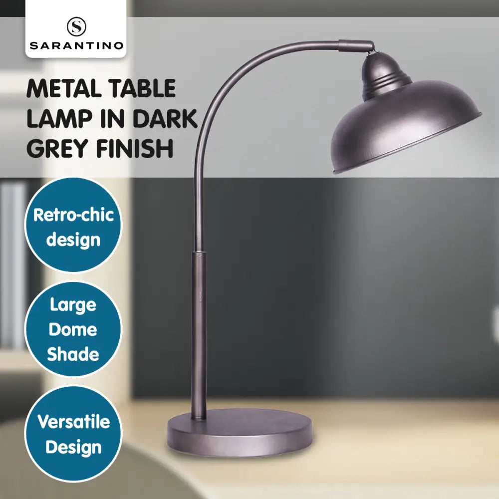 Sarantino Table Lamp Industrial Chic Adjustable Angle - Dark Grey - Home & Garden > Lighting