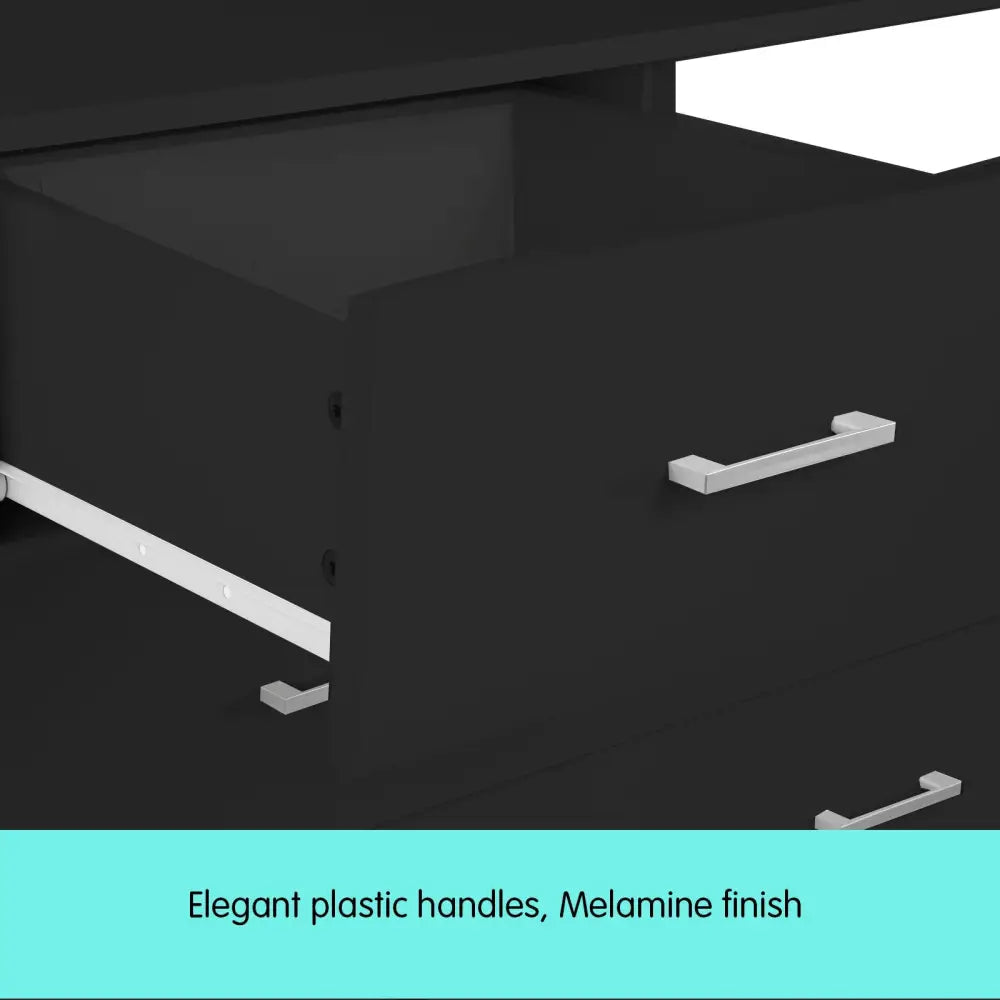 Sarantino Tallboy Dresser 6 Chest Of Drawers Table Bedroom Storage Black - Furniture > Living Room