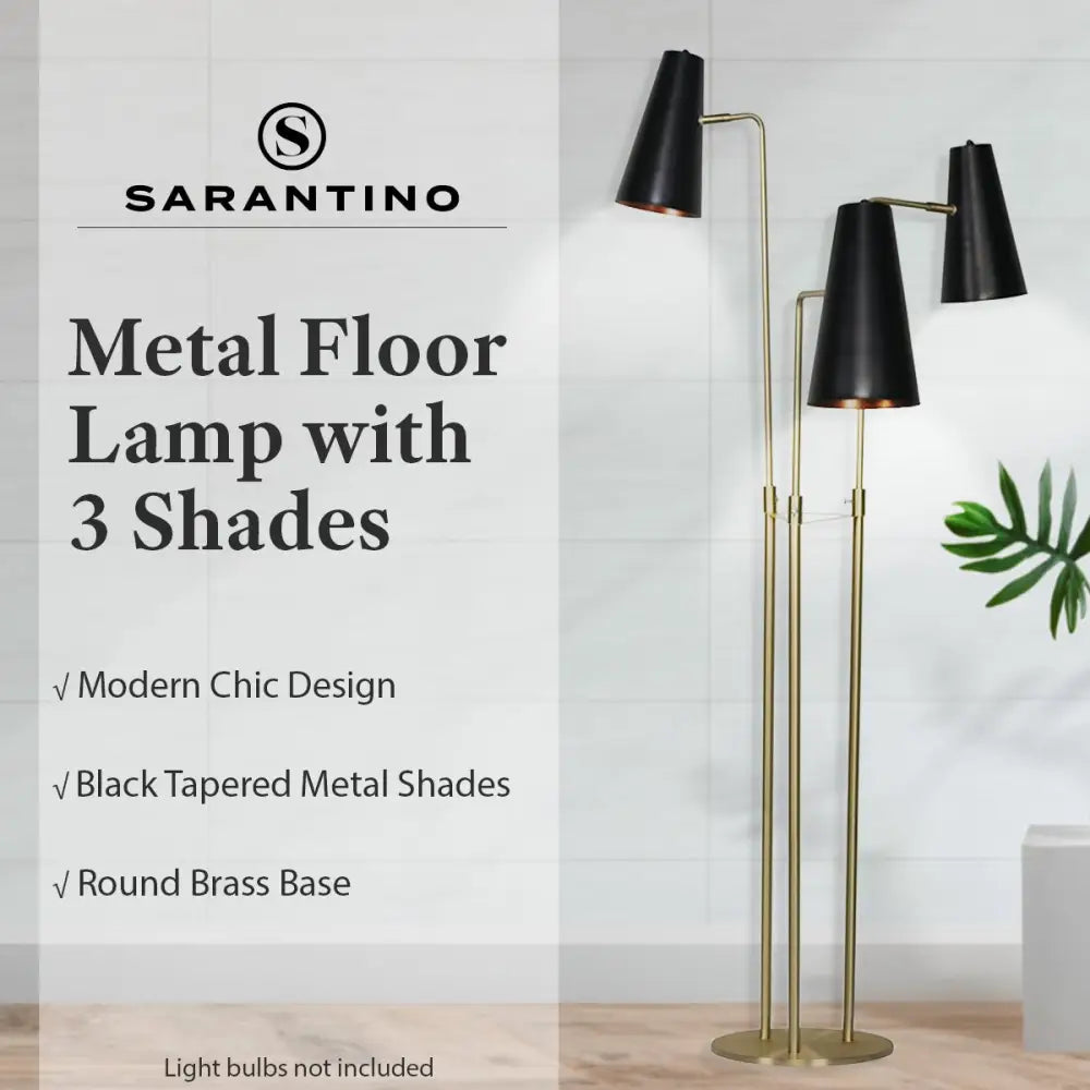 Sarantino Three Metal Shade Floor Lamp - Home & Garden > Lighting