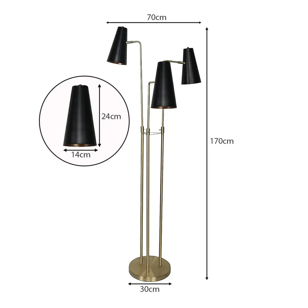 Sarantino Three Metal Shade Floor Lamp - Home & Garden > Lighting