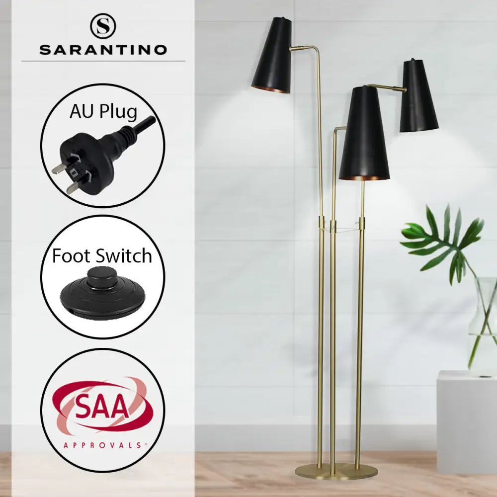 Sarantino Three Metal Shade Floor Lamp - Home & Garden > Lighting
