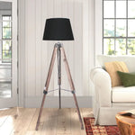 Sarantino Timber Tripod Floor Lamp Adjustable Height Taper Fabric - Home & Garden > Lighting