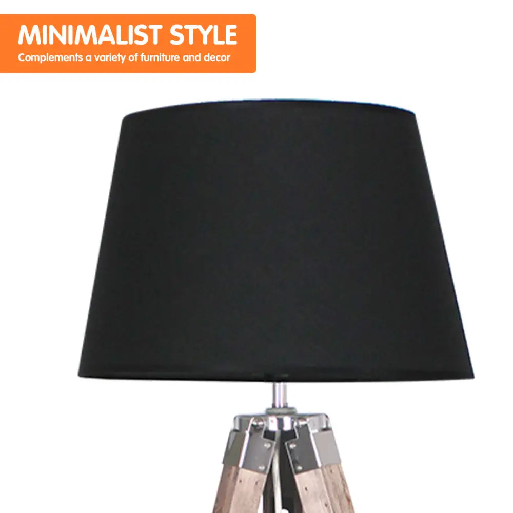 Sarantino Timber Tripod Floor Lamp Adjustable Height Taper Fabric - Home & Garden > Lighting