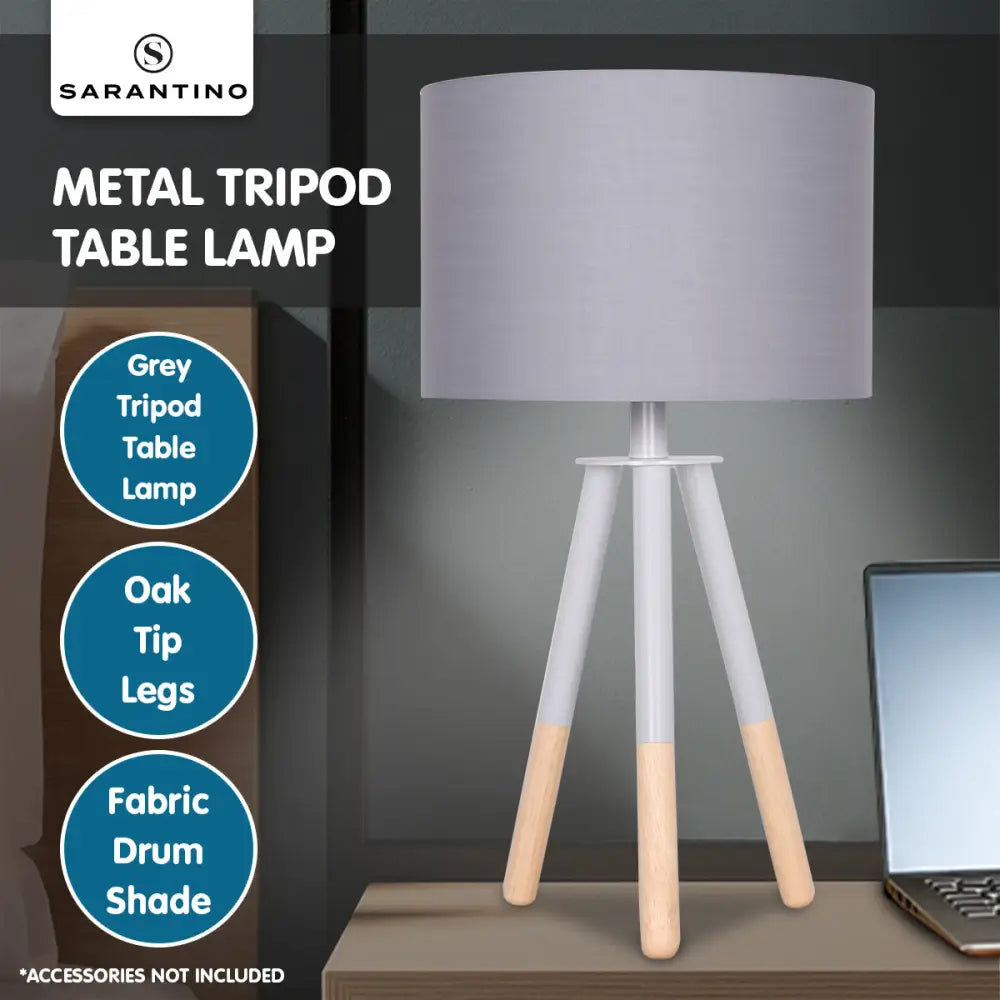 Sarantino Tripod Desk Lamp in Metal & Wood Nordic Minimalist Light - Home & Garden > Lighting