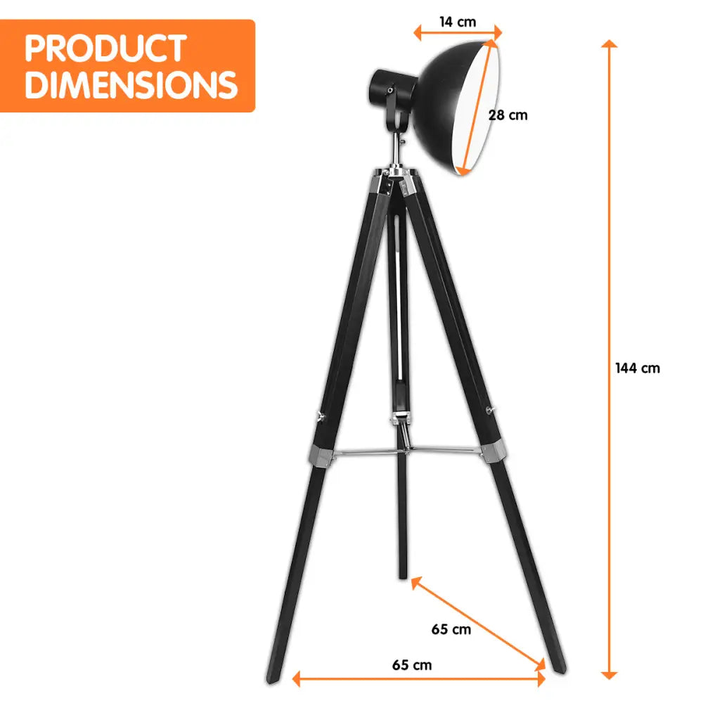 Sarantino Tripod Floor Spot Lamp Reading Adjustable Height Metal Black - Home & Garden > Lighting