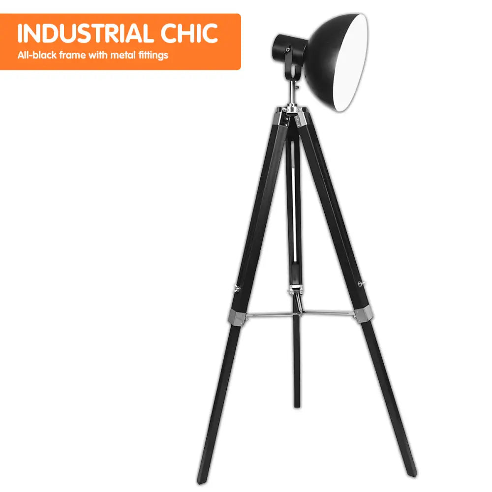 Sarantino Tripod Floor Spot Lamp Reading Adjustable Height Metal Black - Home & Garden > Lighting