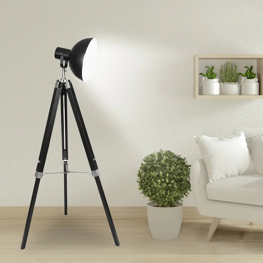 Sarantino Tripod Floor Spot Lamp Reading Adjustable Height Metal Black - Home & Garden > Lighting