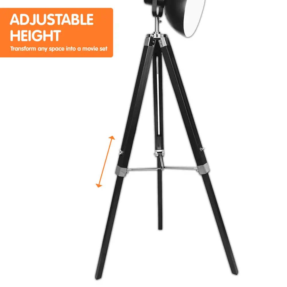 Sarantino Tripod Floor Spot Lamp Reading Adjustable Height Metal Black - Home & Garden > Lighting