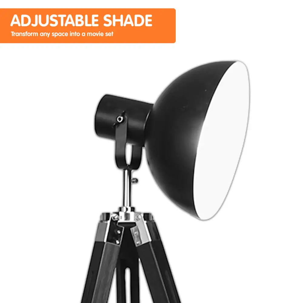 Sarantino Tripod Floor Spot Lamp Reading Adjustable Height Metal Black - Home & Garden > Lighting