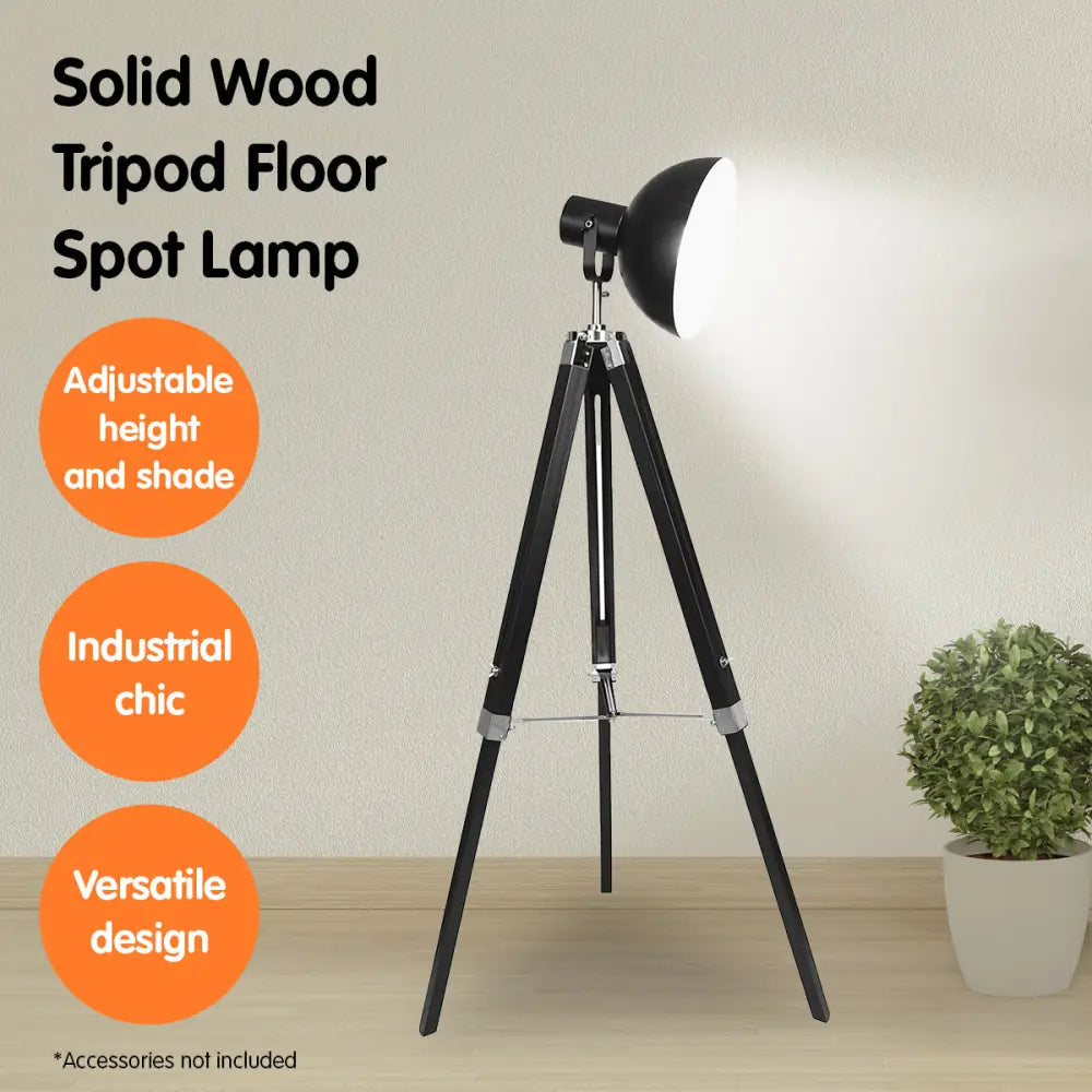 Sarantino Tripod Floor Spot Lamp Reading Adjustable Height Metal Black - Home & Garden > Lighting