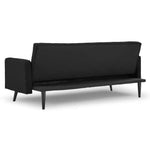 Sarantino Tufted Faux Linen 3-Seater Sofa Bed with Armrests - Black - Furniture > Sofas