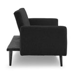 Sarantino Tufted Faux Linen 3-Seater Sofa Bed with Armrests - Black - Furniture > Sofas