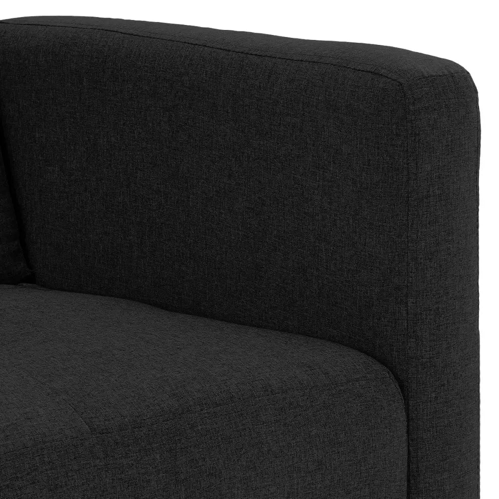 Sarantino Tufted Faux Linen 3-Seater Sofa Bed with Armrests - Black - Furniture > Sofas