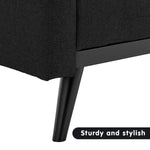 Sarantino Tufted Faux Linen 3-Seater Sofa Bed with Armrests - Black - Furniture > Sofas