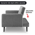 Sarantino Tufted Faux Linen 3-Seater Sofa Bed with Armrests - Light Grey - Furniture > Sofas