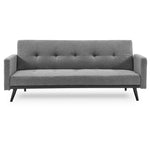 Sarantino Tufted Faux Linen 3-Seater Sofa Bed with Armrests - Light Grey - Furniture > Sofas