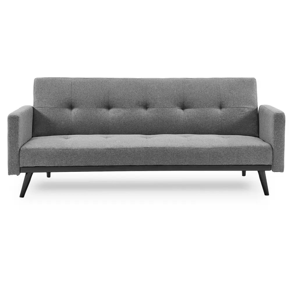 Sarantino Tufted Faux Linen 3-Seater Sofa Bed with Armrests - Light Grey - Furniture > Sofas
