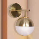 Sarantino Wall Lamp with Gold Metal Base and White Glass Shade - Home & Garden > Lighting