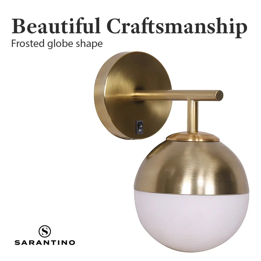 Sarantino Wall Lamp with Gold Metal Base and White Glass Shade - Home & Garden > Lighting