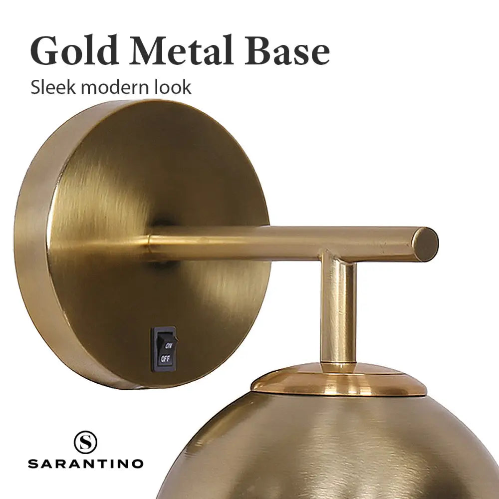 Sarantino Wall Lamp with Gold Metal Base and White Glass Shade - Home & Garden > Lighting