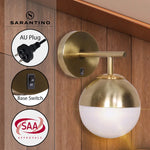 Sarantino Wall Lamp with Gold Metal Base and White Glass Shade - Home & Garden > Lighting