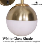 Sarantino Wall Lamp with Gold Metal Base and White Glass Shade - Home & Garden > Lighting