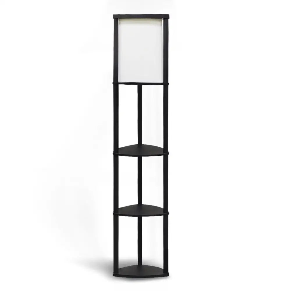 Sarantino Wood Etagere Floor Lamp in Tripod Shape 3 Wooden Shelves - Home & Garden > Lighting > Table Lamps