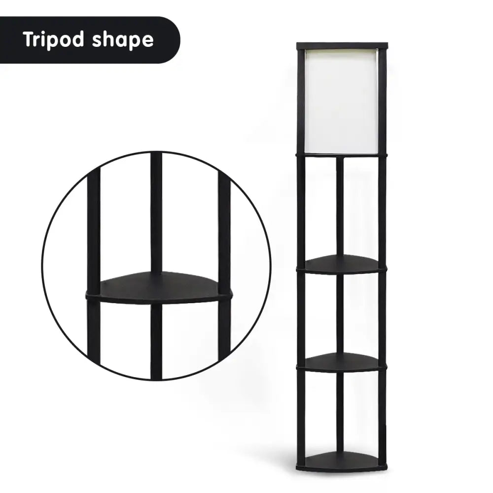 Sarantino Wood Etagere Floor Lamp in Tripod Shape 3 Wooden Shelves - Home & Garden > Lighting > Table Lamps